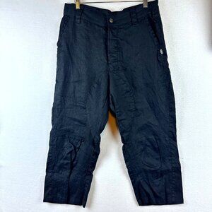 Chintamani Alchemists Black Linen Barrel Drop Crotch Cropped Pants Womens M